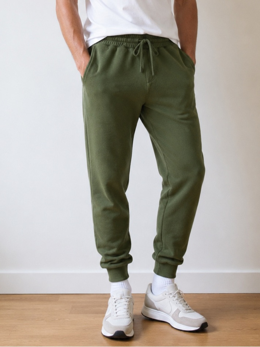 Men's Olive Green Drawstring Jogger Pants